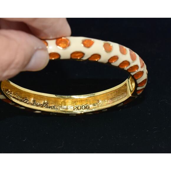 Kenneth Jay Lane 2006 Ivory & Gold Enamel Animal Print Bangle RARE!!! - Picture 9 of 9